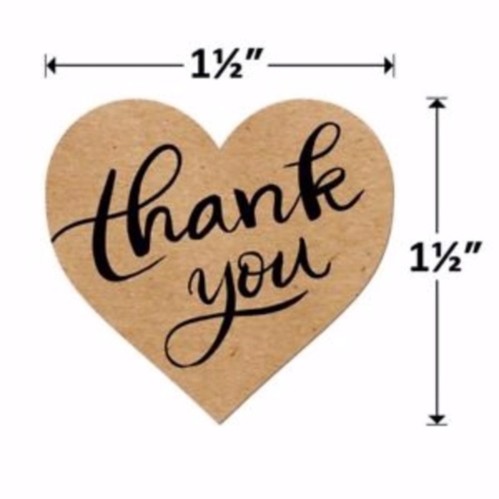 GWP 💝 20 Heart Kraft Thank You Posh Love Sticker - Picture 2 of 2